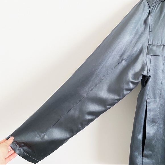 DKNY Gray Metallic Satin Zip Bomber Jacket M - Picture 7 of 13
